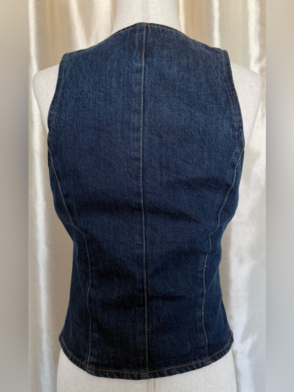 Edit Jason Wu Structured Cropped Denim Vest 100% Recycled Cotton Size XSmall - Picture 6 of 12